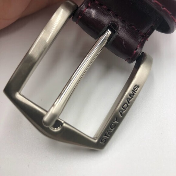Stacy Adams Men's Burgundy Brown Geniune Leather Belt 46 Inch - Picture 8 of 11